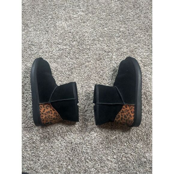 Koolaburra By UGG Koola Mini II Boots Black/Cheetah Print Zip Up Women's 4 Cozy - Picture 4 of 11